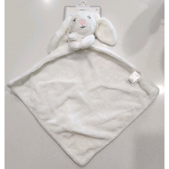 NEW Modern Baby Snuggle Blankie White BUNNY Rabbit Security‎ Blanket Lovey - Picture 6 of 8